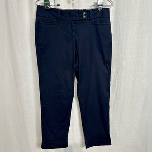 TOMMY HILFIGER - Women;s READE CROP Pants twill cuff Sz 2 - NAVY BLUE